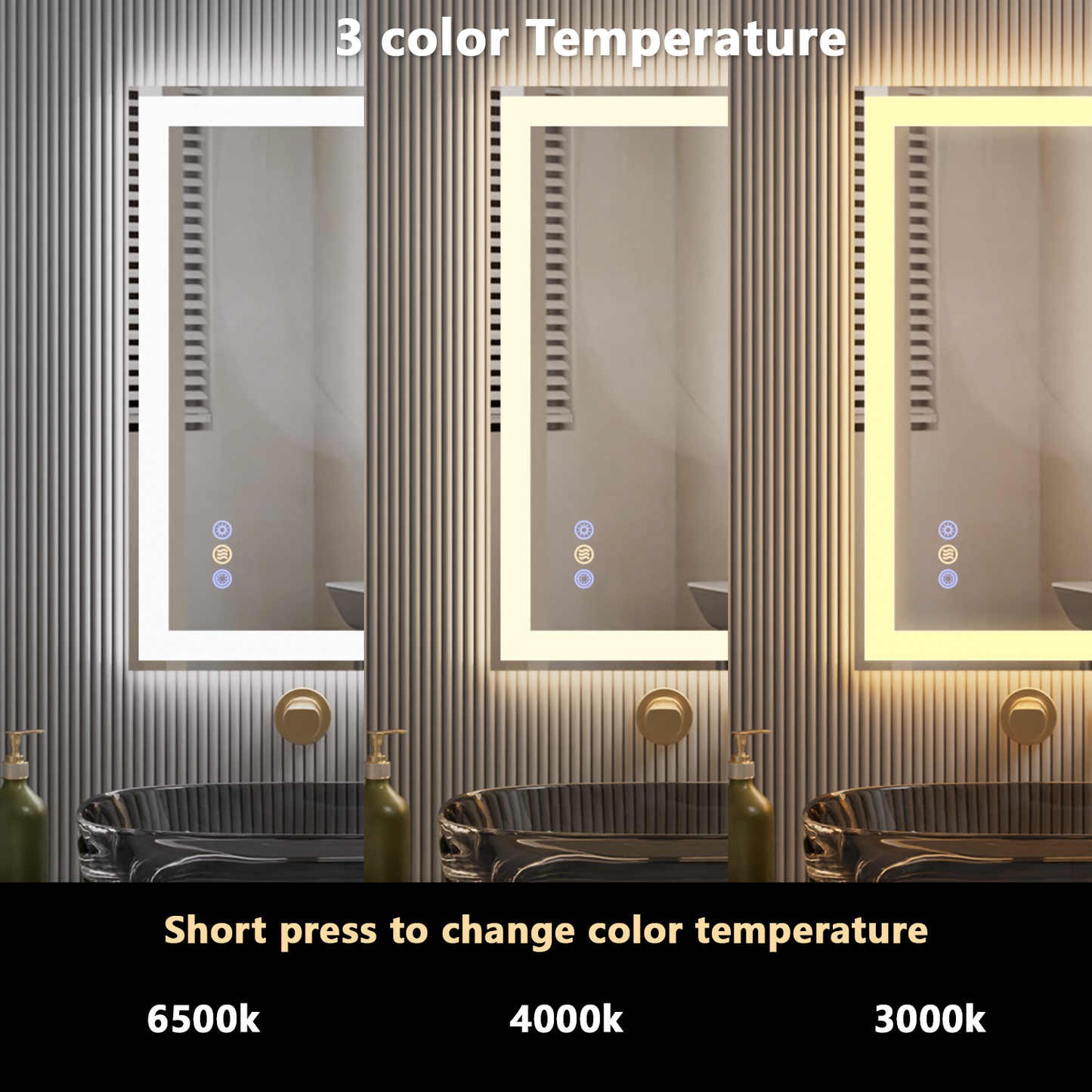 Callsky 28"x 36" LED Mirror for Bathroom, Front and Backlit Controlled Separately LED Vanity Mirror with Lights, Wall-Mounted LED Smart Mirror, 3 Colors, Stepless Dimmable, Anti Fog, Memory (UL ETL)