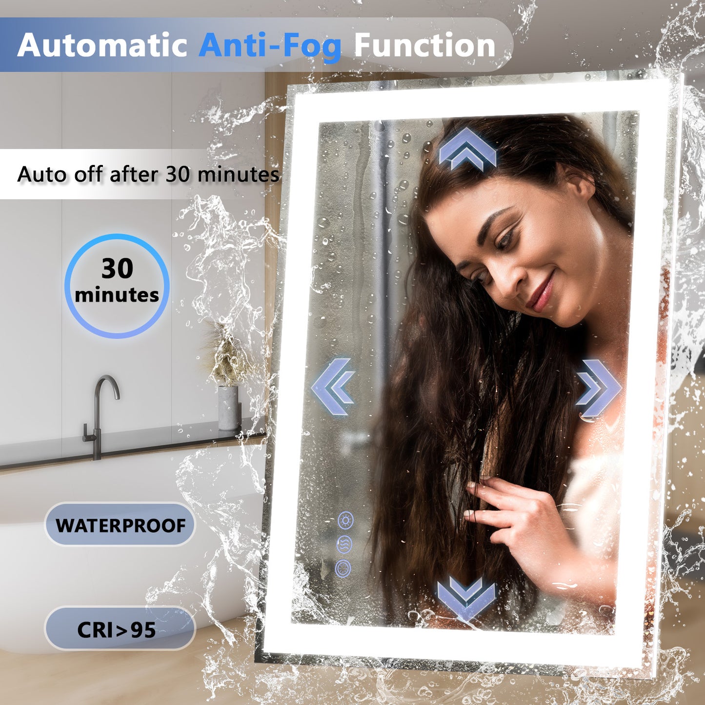 Callsky 24"x32" LED Bathroom Mirror, 3 Colors Lighted Bathroom Vanity Mirror, Backlit + Front Lit, Anti-Fog, Stepless Dimmable Wall Mirrors, Memory Function, Tempered Glass, Shatter-Proof
