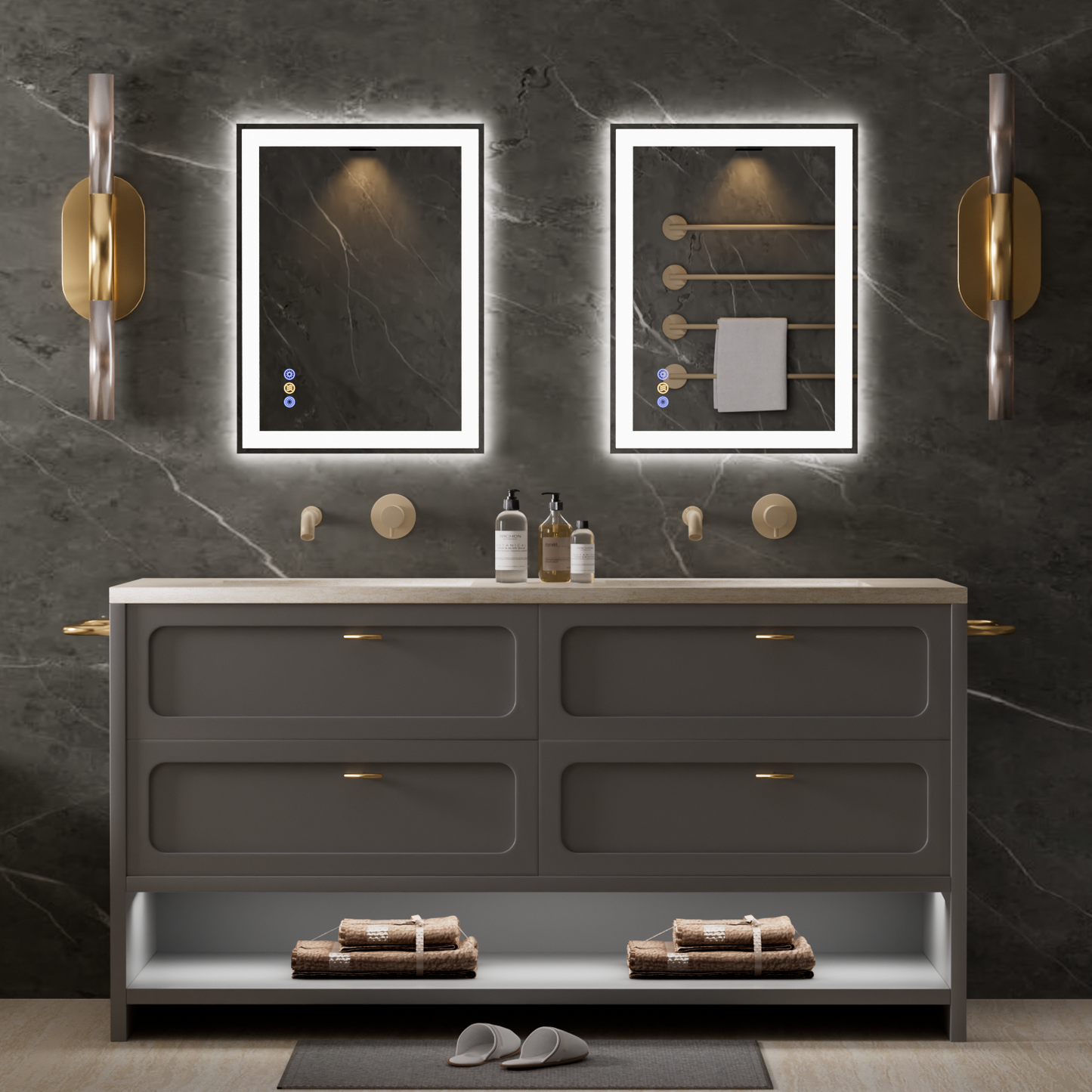 Callsky 28"x 36" LED Mirror for Bathroom, Front and Backlit Controlled Separately LED Vanity Mirror with Lights, Wall-Mounted LED Smart Mirror, 3 Colors, Stepless Dimmable, Anti Fog, Memory (UL ETL)