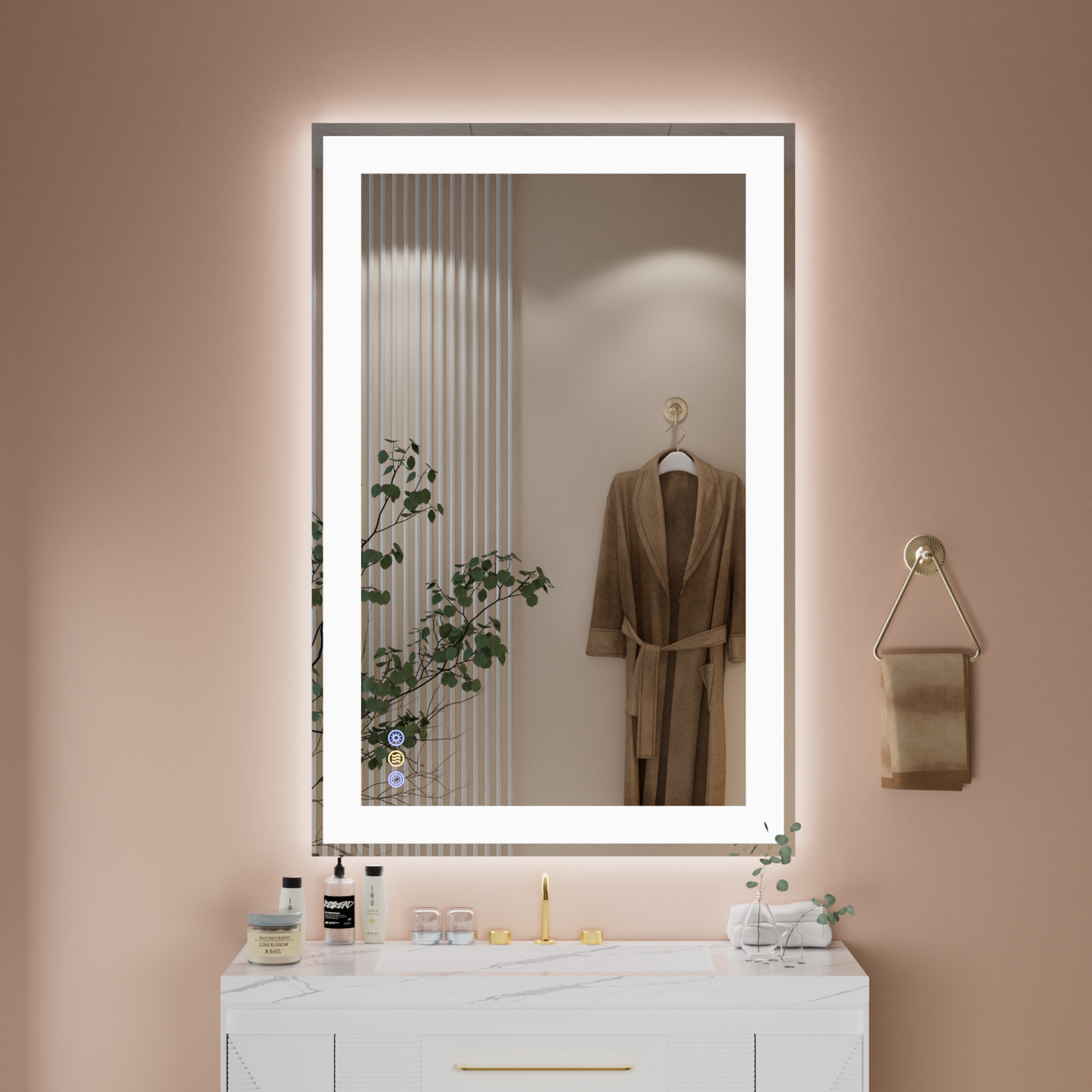Callsky 55"x 36" LED Mirror for Bathroom, 3 Colors Wall-Mounted Large Vanity Mirror with Lights, Controlled Separately, Front and Backlit, Anti Fog, Stepless Dimmable, Memory(UL ETL)