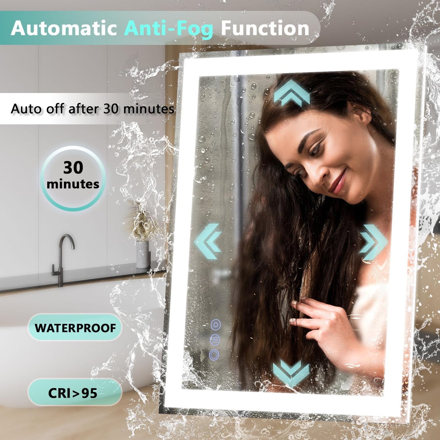 Callsky 20"x 28" LED Bathroom Mirror with Front and Backlit, Controlled Separately Vanity Mirror with Lights, 3 Colors LED Smart Mirror with Anti-Fog, Stepless Dimmable, Memory, Shatterproof(UL ETL)