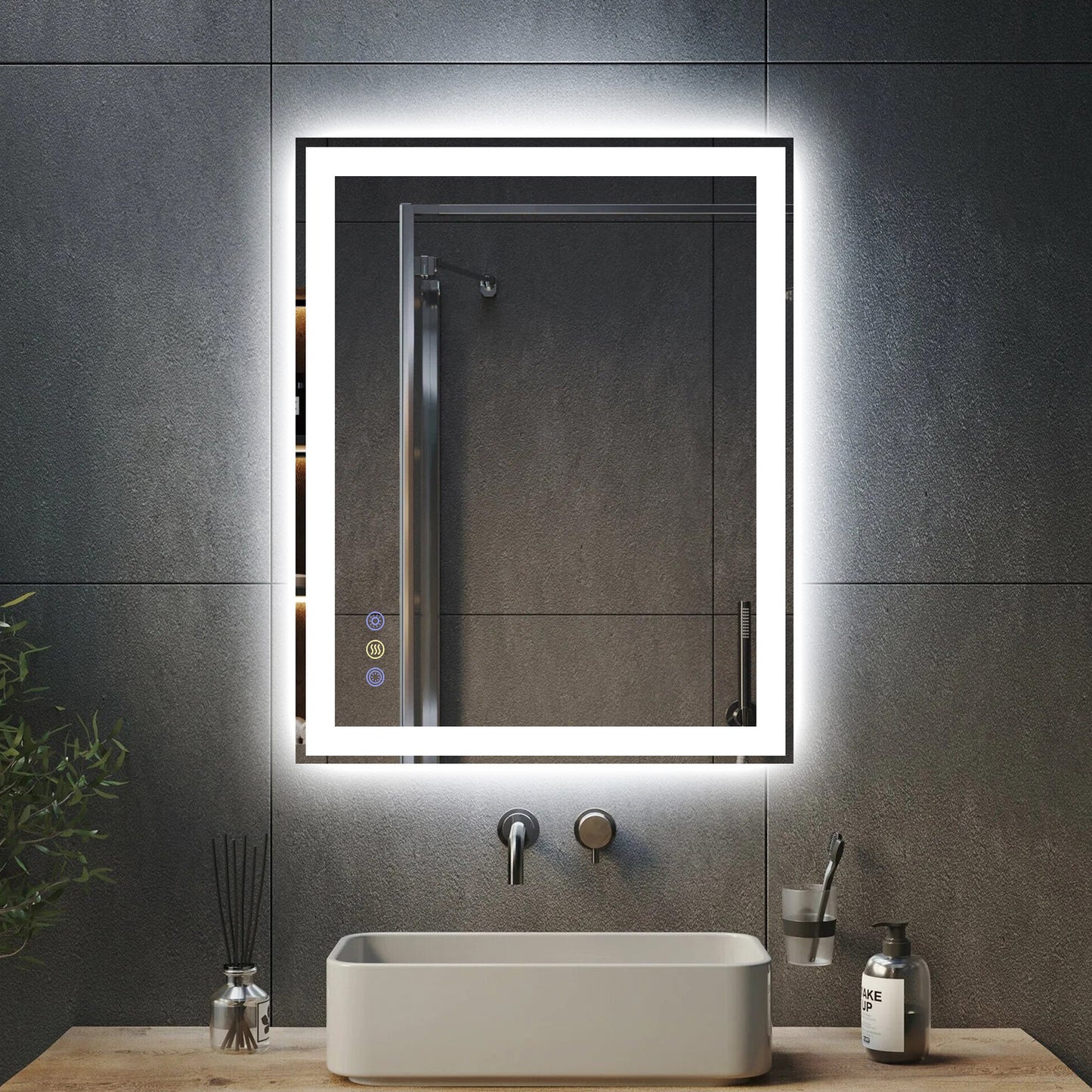Callsky 24"x 30" LED Mirror for Bathroom, Front and Backlit Controlled Separately LED Vanity Mirror with Lights, Lighted Mirrors for Bathroom Wall, Tempered Glass, Stepless Dimmable, Anti Fog, Memory(UL ETL)