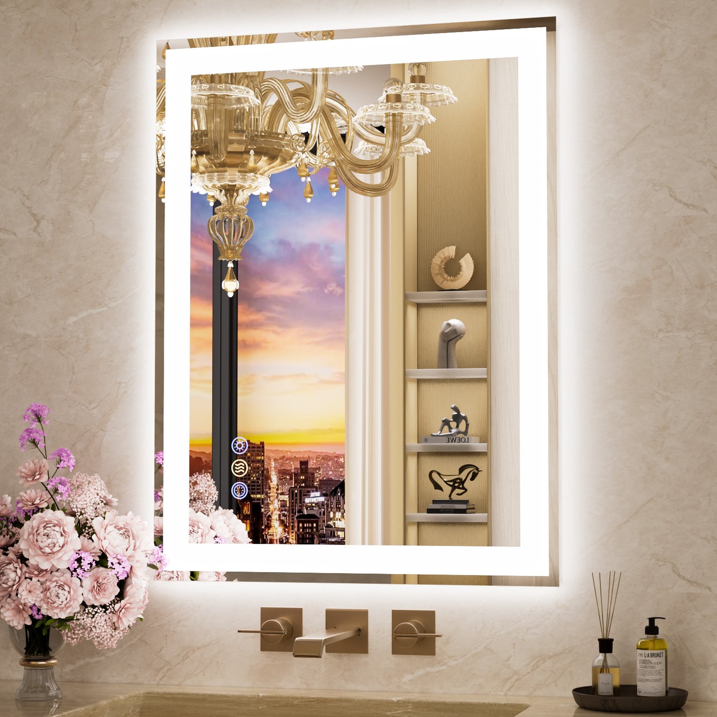 Callsky Callsky 24"x36" LED Bathroom Mirror, 3 Colors Lighted Bathroom Vanity Mirror, Backlit + Front Lit, Anti-Fog, Stepless Dimmable Wall Mirrors, Memory Function, Tempered Glass, Shatter-Proof