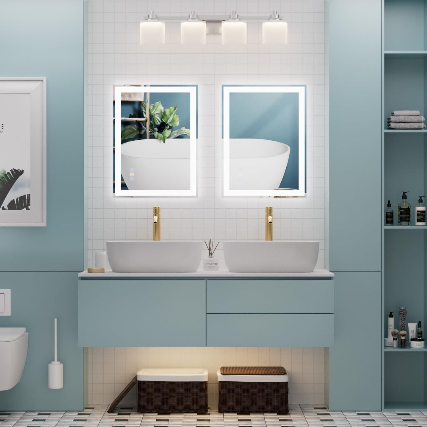 Callsky 20"x 28" LED Bathroom Mirror with Front and Backlit, Controlled Separately Vanity Mirror with Lights, 3 Colors LED Smart Mirror with Anti-Fog, Stepless Dimmable, Memory, Shatterproof(UL ETL)