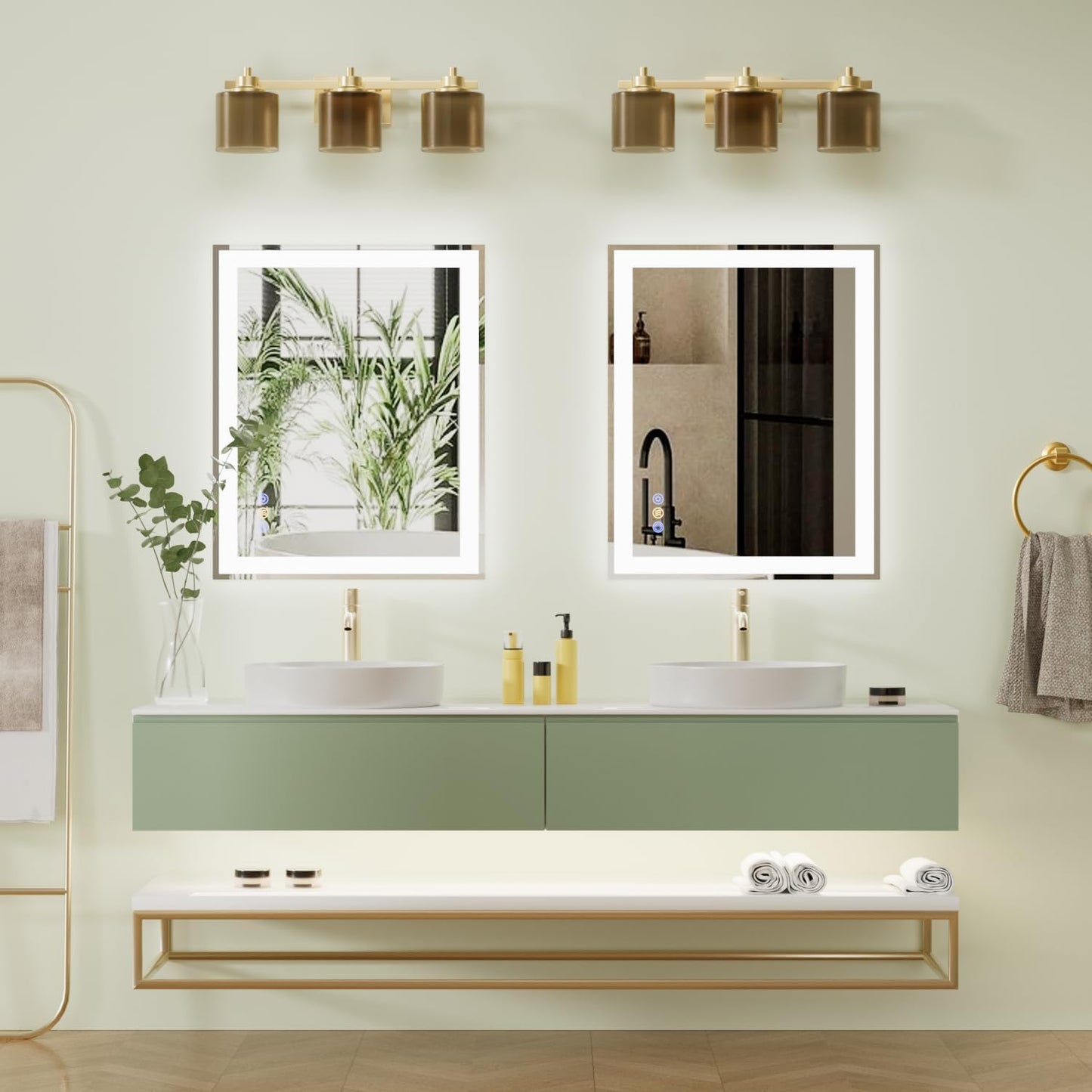 Callsky 30"x 36" LED Bathroom Mirror with Front and Backlit, 3 Colors Wall Vanity Mirror with Lights, Controlled Separately LED Smart Mirror for Bathroom, Anti-Fog, Stepless Dimmable, Memory(UL ETL)
