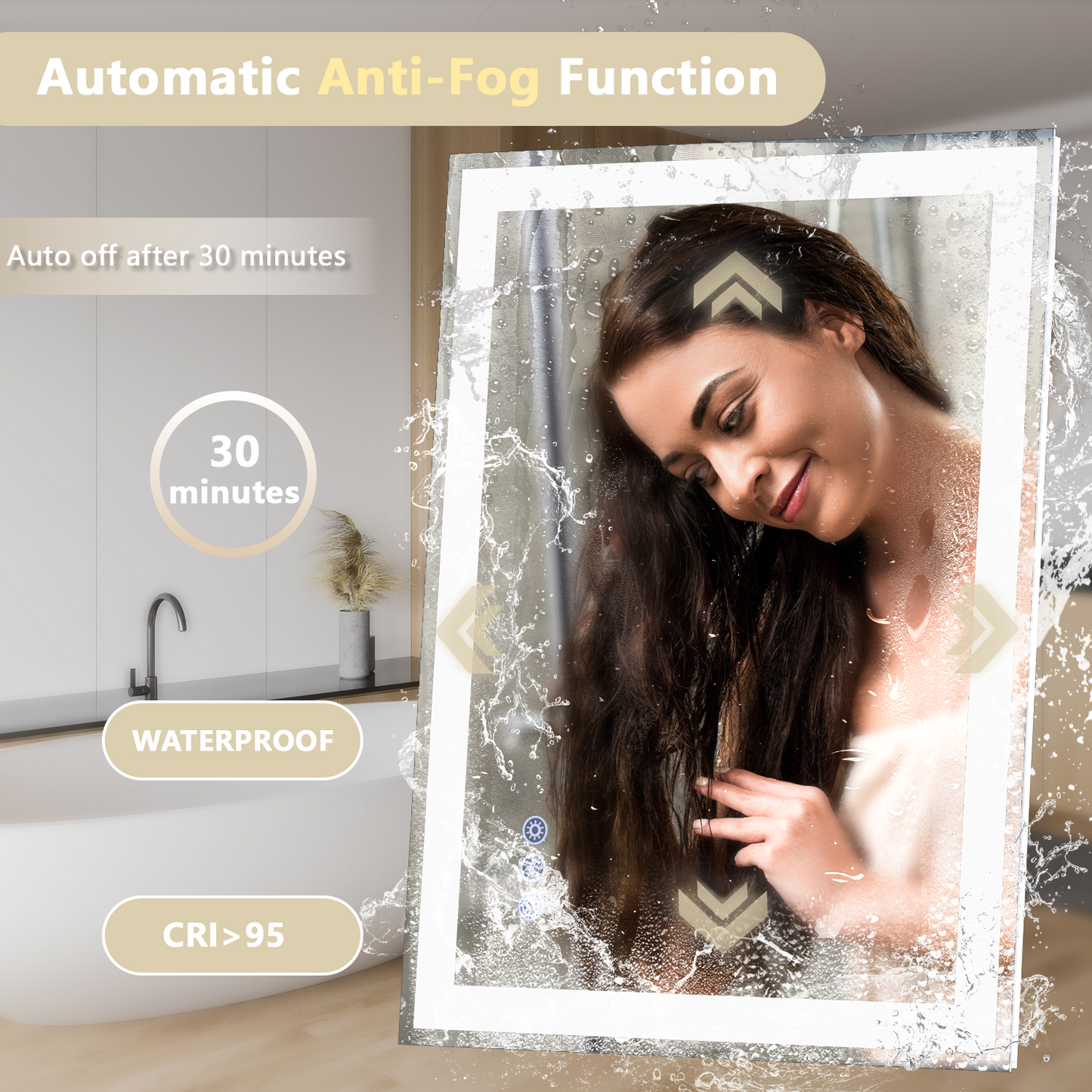 Callsky 32"x 40" LED Bathroom Mirror with Front and Backlit, 3 Colors LED Vanity Mirror with Lights, Controlled Separately LED Smart Mirror for Bathroom, Anti-Fog, Stepless Dimmable, Memory(UL ETL)