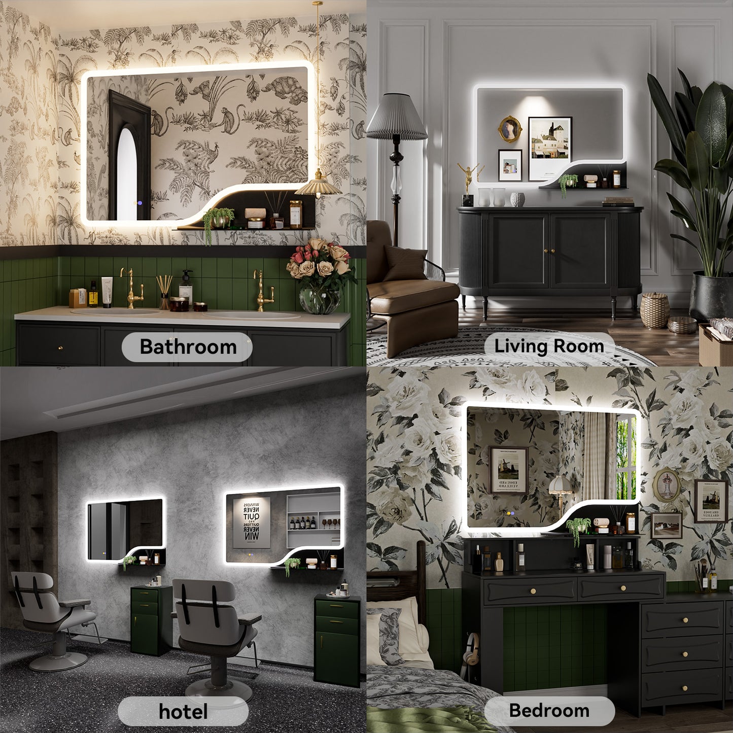 Callsky LED Bathroom Mirror with Shelf, 32"x 48" Vanity Mirror with Backlit, Wall Mounted LED Vanity Mirror with Lights, 3 Colors Smart Mirror with Anti-Fog, Stepless Dimmable, Memory (UL, ETL Listed)