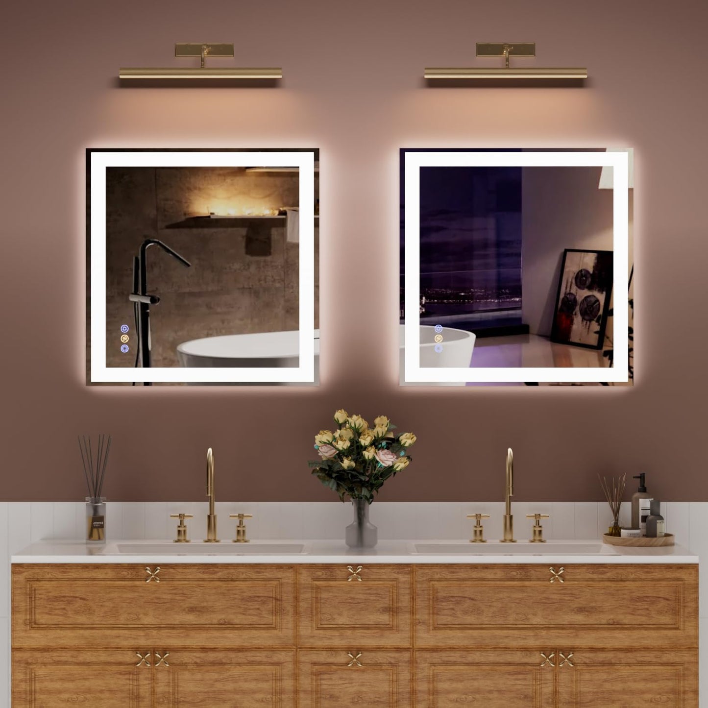 Callsky 36"x 36" LED Bathroom Mirror, 3 Colors LED Vanity Mirror with Lights, Wall-Mounted LED Smart Mirror with Front and Backlit, Controlled Separately, Anti-Fog, Stepless Dimmable, Memory(UL ETL)